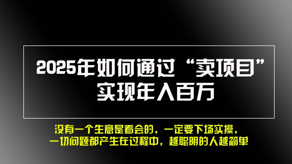 2025年如何通过“卖项目”实现年入百万，做网赚必看！！-起步网