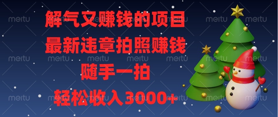 解气又赚钱的项目，最新违章拍照赚钱，随手一拍，轻松收入3000+-起步网