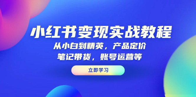 小红书变现实战教程：从小白到精英，产品定价，笔记带货，账号运营等-起步网