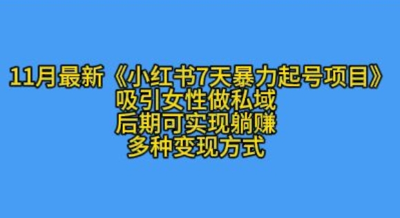 K总部落11月最新小红书7天暴力起号项目，吸引女性做私域【揭秘】-起步网