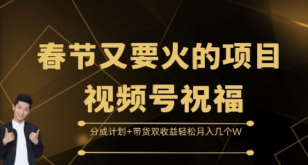 春节又要火的项目视频号祝福，分成计划+带货双收益，轻松月入几个W【揭秘】-起步网