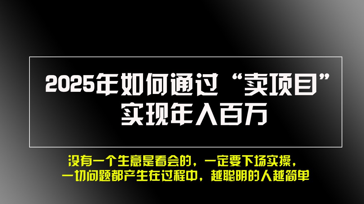 2025年如何通过“卖项目”实现年入百万-起步网