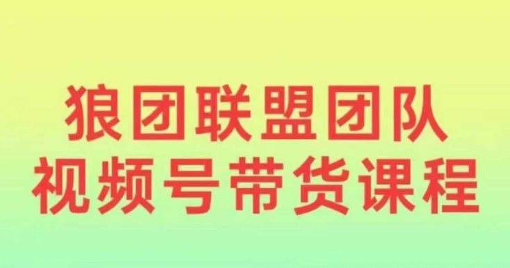 狼团联盟2024视频号带货，0基础小白快速入局视频号-起步网