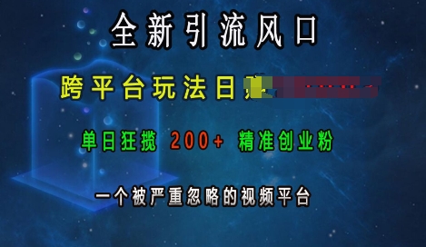 全新引流风口，跨平台玩法日入上k，单日狂揽200+精准创业粉，一个被严重忽略的视频平台-起步网