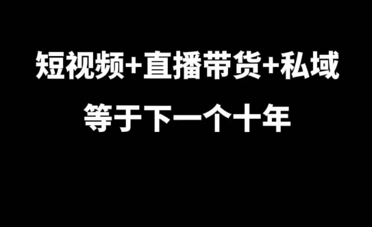 短视频+直播带货+私域等于下一个十年，大佬7年实战经验总结-起步网