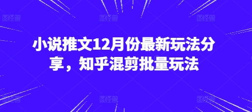 小说推文12月份最新玩法分享，知乎混剪批量玩法-起步网