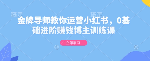 金牌导师教你运营小红书，0基础进阶赚钱博主训练课-起步网