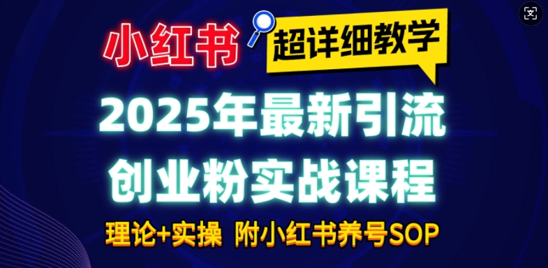 2025年最新小红书引流创业粉实战课程【超详细教学】小白轻松上手，月入1W+，附小红书养号SOP-起步网