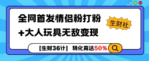 【生财36计】全网首发情侣粉打粉+大人玩具无敌变现-起步网