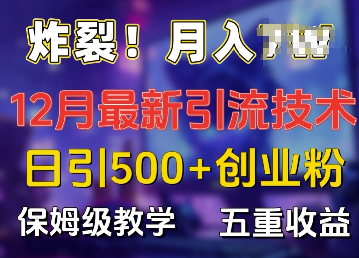 炸裂!揭秘12月最新日引流500+精准创业粉，多重收益保姆级教学-起步网