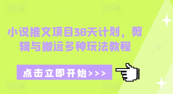 小说推文项目38天计划，剪辑与搬运多种玩法教程-起步网