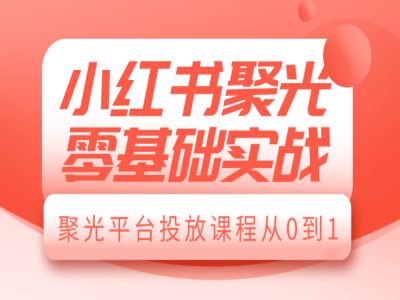 小红书聚光零基础实战，聚光平台投放课程从0到1-起步网