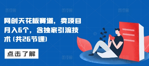 网创天花板赛道，卖项目月入6个，含独家引流技术(共26节课)-起步网