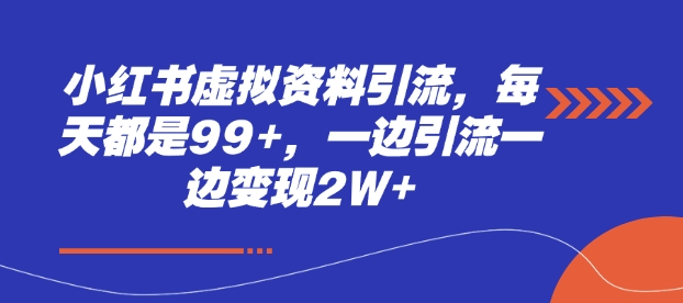 小红书虚拟资料引流，每天都是99+，一边引流一边变现2W+-起步网