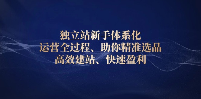 独立站新手体系化 运营全过程，助你精准选品、高效建站、快速盈利-起步网