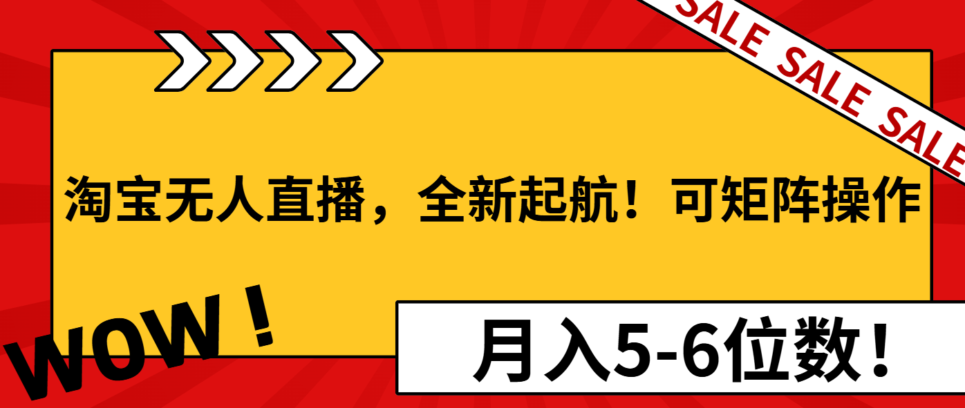 淘宝无人直播，全新起航！可矩阵操作，月入5-6位数！-起步网