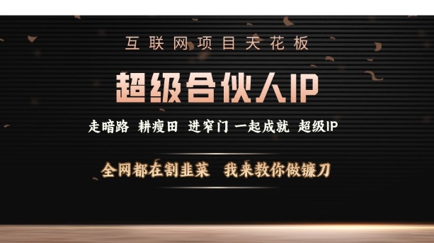 互联网项目天花板，超级合伙人IP，全网都在割韭菜，我来教你做镰刀【仅揭秘】-起步网